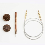 Тросик для съемных спиц Lantern Moon, длина 94(120)см-2шт, заглушки 2шт, ключик, KnitPro, 350615